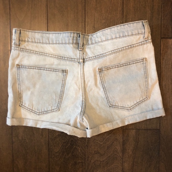 High Rise Denim Distressed Mom Shorts - Picture 3 of 3